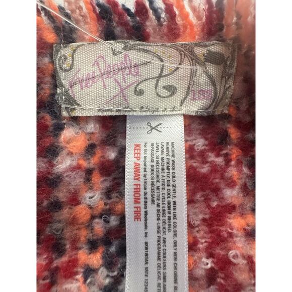 FREE PEOPLE BLANKET SCARF Orange Burgundy Oversized Art To Wear NWOT #5248 - Picture 7 of 10